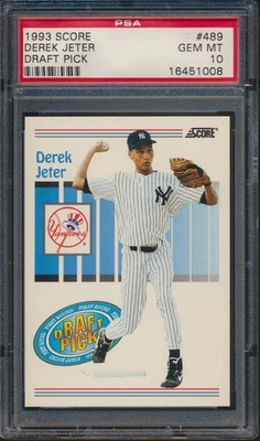 Béisbol 1993 puntuación #489 Derek Jeter RC PSA 10 gemas como nuevo corte novato Yankees Foto 1 de 2