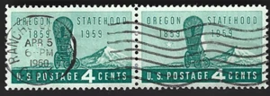 Sc#1124 4c OREGON STATEHOOD H.P. with 1960 CALIF. CDS Cancel ~ (A-3) - Picture 1 of 2