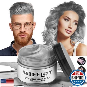 Gray Styling Hair Temporary Color Wax with Gloves Cape Ear Cover, Silver Grey - Picture 1 of 5