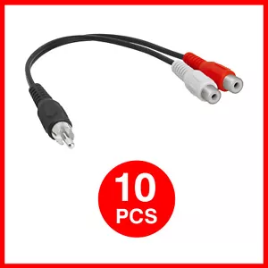 10er-Pack RCA Splitter 6 Zoll RCA Stecker auf 2 RCA Buchse Dual RCA Y Kabel Adapter - Bild 1 von 3