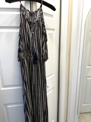 Vestido de Verano ANA Rayas BOHO Hombro Frío Largo Maxi Mediano M Rayón Bohemio Foto 1 de 4