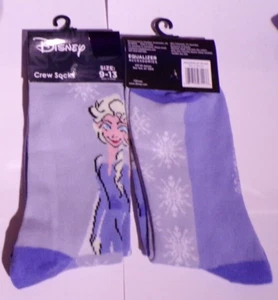 Disney Frozen Elsa 2 Paar Crew-Socken Größe 9-13 - Bild 1 von 2