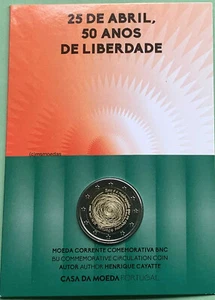 Portogallo 2 euro CoinCard 2024 chiodi di garofano revolution set monete off FDC moneta commemorativa - Foto 1 di 2
