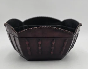 Reddish Brown Six Sided Metal Decorative Centerpiece Bowl Planter Flower Pot - Picture 1 of 10