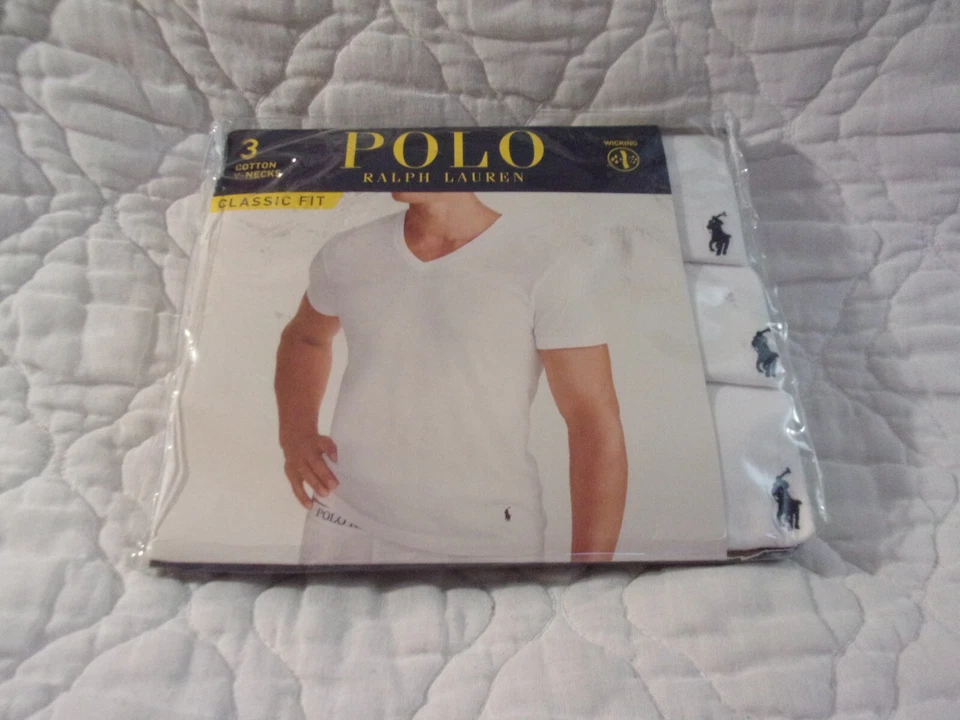 Polo Ralph Lauren 3 PK Classic Fit V-neck T-shirts S White Cotton