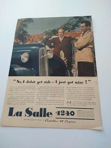 AUTO AD (1939) Cadillac LaSalle "No I Didn't Get Rich I Just Got Wise" - Picture 1 of 1