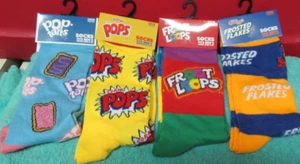 Lot of 4 NEW MENS Crazy Food Socks ~ Kelloggs ~ Poptarts Frosted Corn Pops Fruit - Picture 1 of 6
