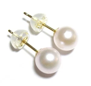 5-5,5 mm AAA Genuino Japonés Perla Akoya Tachones Pendientes Oro Amarillo o Blanco 18K - Imagen 1 de 4