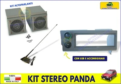 Kit Casse Stereo per Panda 141 Autoradio Usb Antenna Mascherina Accendisigari  - Immagine 1 di 4