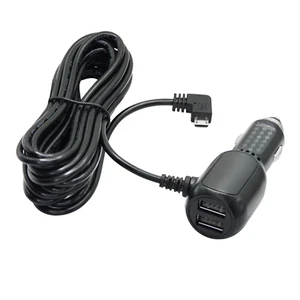 Dash Cam Micro USB Power Cable 11FT, Right Angle Micro USB Cable & Dual USB Powe - Picture 1 of 12