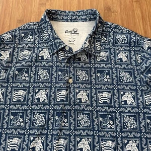 Reyn Spooner Mens Brrr Performance Polo Shirt Sz XL Blue Nene Bird Hawaii Flag - Picture 1 of 12