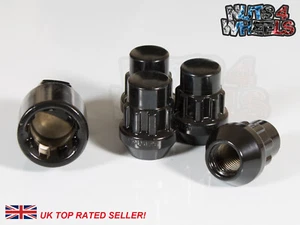 4 x Black Locking Wheel Nuts M12x1.5 Fits Ford Focus RS ST Zetec MK1 MK2 MK3 - Picture 1 of 3
