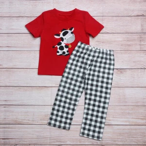 NEW Boutique Boys Farm Cow Short Sleeve Outfit Set - Picture 1 of 4