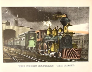 Impresión The Night Express The Start Currier and Ives reimpresa en 1952 - Imagen 1 de 2