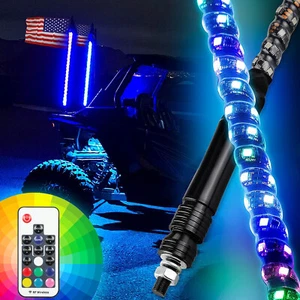 Antena de luz LED látigo espiral iluminada de 3 pies + bandera remota para ATV Polaris RZR UTV - Imagen 1 de 12