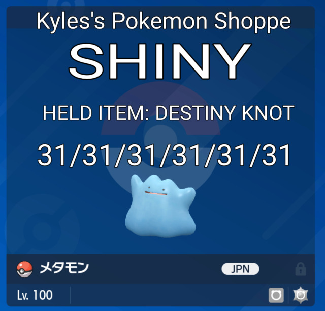 SHINY DITTO 6IV JAPANESE MASUDA ALL 31 ✨ Pokemon Brilliant DIAMOND Shining  PEARL