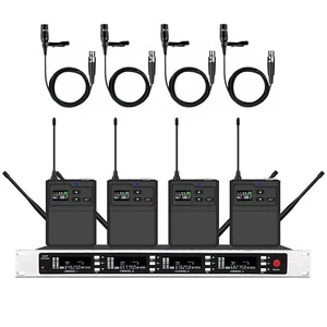 4 Channel Professional Wireless Lavalier Collar Microphone System True Diversity - Picture 1 of 2