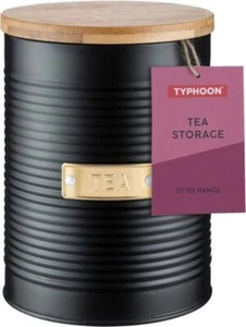 Typhoon Otto Tea Kitchen Steel Storage Canister Container With Lid 1.4L Black - Picture 1 of 5