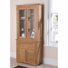 Crescent solid oak modern furniture small glazed dresser display cabinet