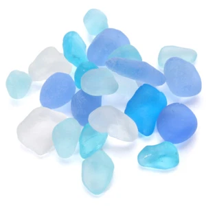 ice blue white mixed color sea beach glass 20 pieces lot bulk jewelry use - Picture 1 of 5