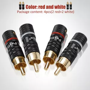 HIFI 4PCS Copper RCA Connectors Audio Plug Signal Wire Adapters for Amplifier - Picture 1 of 13