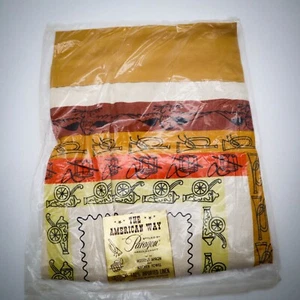 Vintage Leinen Hostess Schürze Küchentuch Set The American Way Kolonial Mid-Century - Bild 1 von 6