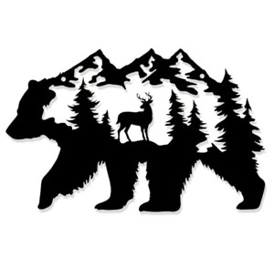 Black Rustic Bear Metal Wall Decor Forest Art For Cabin Living Room Bedroom NEW