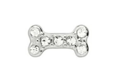 Auténtico Origami Búho PLATEADO HUESO DE PERRO con CRISTALES Cachorro Golosina Flotante Dije Foto 1 de 2