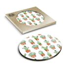 1 x Boxed Round Coasters - Cute Cactus Plants in Pots #12963