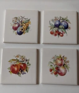 Set Of 4 Miscellaneous Fruit centered tile NOOS - Picture 1 of 14
