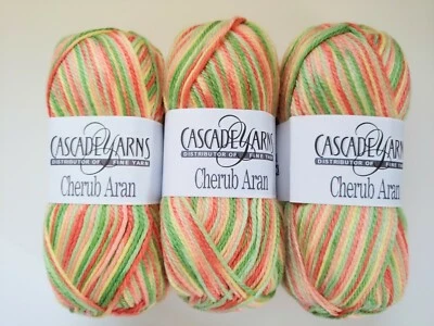 Cascade Yarns Cherub Aran Multis Yarn Lot Spring #522 Yellow Orange Green - Image 1 of 4