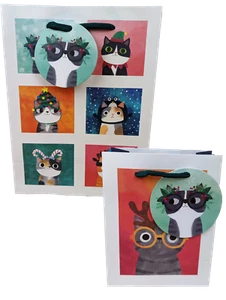 Angie Rozelaar Weihnachten Planet Katze Geschenktüte mittel/klein - Bild 1 von 3