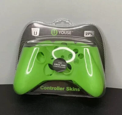 Gaming Central U Youse 2 Pk Green Controller Skins for Xbox One Maximum Grip NEW - Image 1 of 4