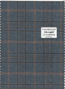 5 Yards Wool Suit Fabric Blue Windowpane Check Plaid Italian Suiting Fabric - Picture 1 of 2