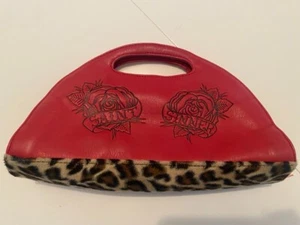 Lux De Ville Clutch Saint Sinner Red Leopard Print Vintage Rockabilly Pinup - Picture 1 of 5