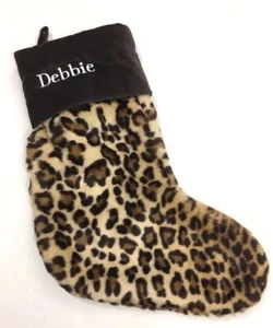Pottery Barn Velvet Cuffed Faux Fur Cheetah Christmas Stocking DEBBIE - Picture 1 of 4