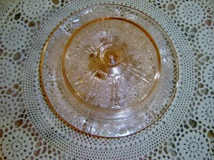 Federal Sharon Cabbage Rose Pink Depression Glass- Butter Dish w/ Dome 1930s - Picture 1 of 7
