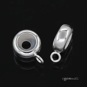 2 Sterling Silver Leather Cord European Pendant Charm Connector Stopper #97580 - Picture 1 of 1