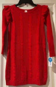 Girls Red Sweater Holiday Dress Classic Ruffle Carter's Christmas w/ tags size 7 - Picture 1 of 5