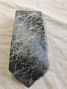 Pierre Cardin Tie Mens Silk Silver Black Gray Abstract Pattern Formal Accessory - Picture 1 of 8