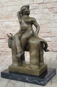 FERNANDO BOTERO ABSTRACT "WOMAN ON BULL" ART BRONZE SCULPTURE SIGNED SEALED BOX - Picture 1 of 10