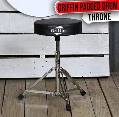 GRIFFIN Drum Throne - Padded Percussion Seat Drummers Stool Guitar Chair Stand — 第 1/4 张图片