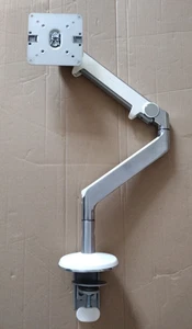 Humanscale Monitor Arm, Polished Aluminium with VESA Plate, screws, large Clamp - Picture 1 of 4