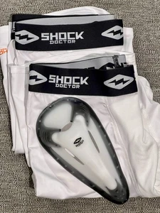 SHOCK DOCTOR 2-Pack Compression Shorts with BIOFLEX Cup - Men’s Large - Picture 1 of 5