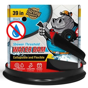 Soglia Doccia Barriera Diga Acqua 39" - Nero Blocco Acqua Doccia Pieghevole... - Foto 1 di 7