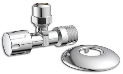 KIRCHHOFF Eckventil, mit Schubrosette 1/2AG x 3/8AG x 10 mmQ, mit Schubrosette