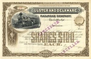 Ulster and Delaware Railroad - 1893-94 datiert nicht ausgestellt Eisenbahn Aktienzertifikat  - Bild 1 von 1