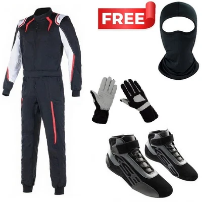 Traje de carreras Go Kart negro rojo FRUX conjunto de ropa de carreras guantes zapatos | Kit de traje de carrera Foto 1 de 4