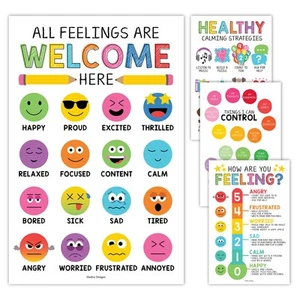 Feelings Chart for – 4 Pack Emotion Posters for Classroom & Home, Laminated S... - Picture 1 of 8