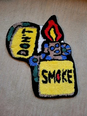 Alfombra estética acolchada para decoración de habitaciones y hogar encendedor amarillo personalizado para no fumar Foto 1 de 4